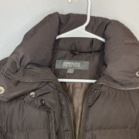 Kenneth Cole Reaction Brown Quilted Down Filled Jacket Parka Coat Size Small - Picture 2 of 13